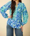 Hale Bob Lydia Button Down Top In Blue