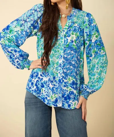 Hale Bob Lydia Button Down Top In Blue