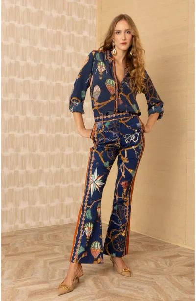 Hale Bob Lyla Sateen Pant In Blue