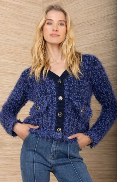 Hale Bob Madalyn Boucle Cardigan In Blue