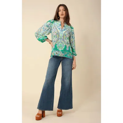 Hale Bob Madison Silk Top In Green