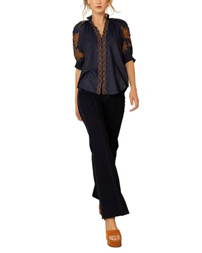 Hale Bob Madisyn Button Down Top In Blue