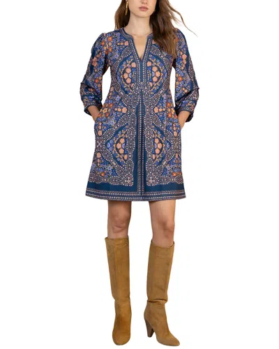 Hale Bob Malayah Long Sleeve Mini Dress In Blue