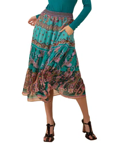 Hale Bob Maliyah Silk-blend Skirt In Teal - Tea