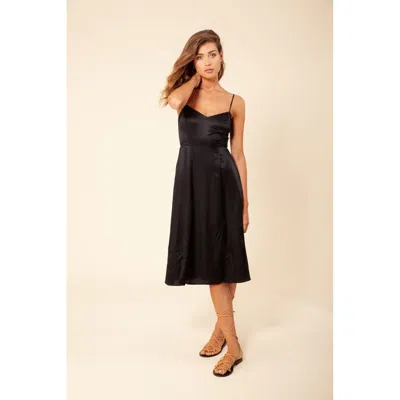 Hale Bob Manavi Solid Silk Dress In Black