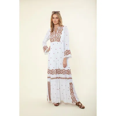 Hale Bob Marja Embroidered Maxi Dress In White