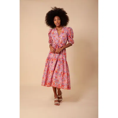 Hale Bob Matilde Voile Midi Dress In Pink