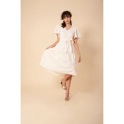Hale Bob Mavis Embroidered Midi Eyelet Dress In White