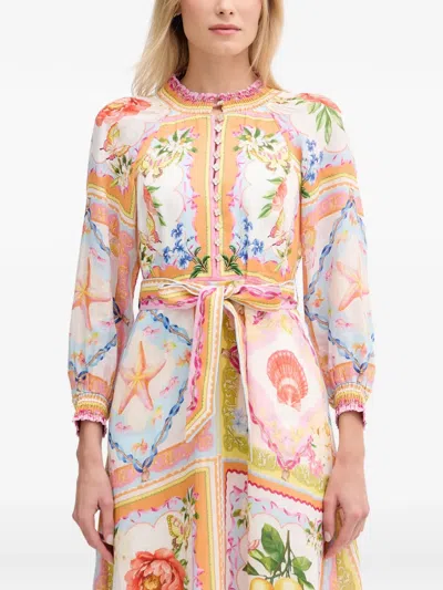 Hale Bob Maxi Lakelynn Floral Print Belted Dress In Multi