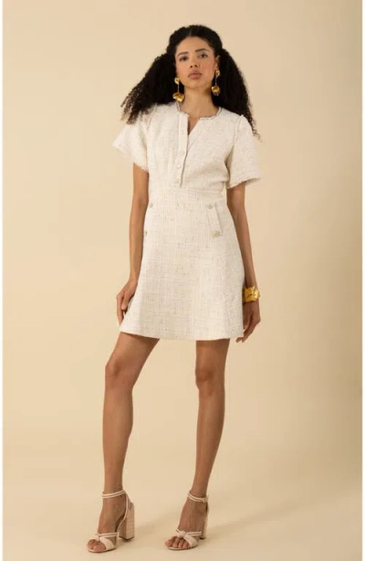 Hale Bob Maxine Boucle Tweed Dress In Ivory