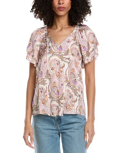 Hale Bob Melany Short Sleeve Knit Top In Purple