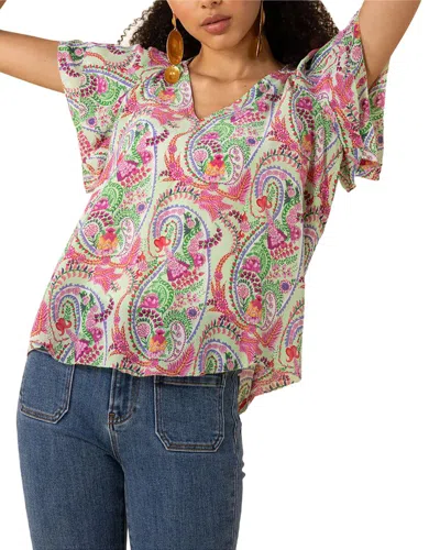 Hale Bob Melany Short Sleeve Knit Top In Multi
