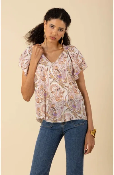 Hale Bob Melany Silk Top In Beige