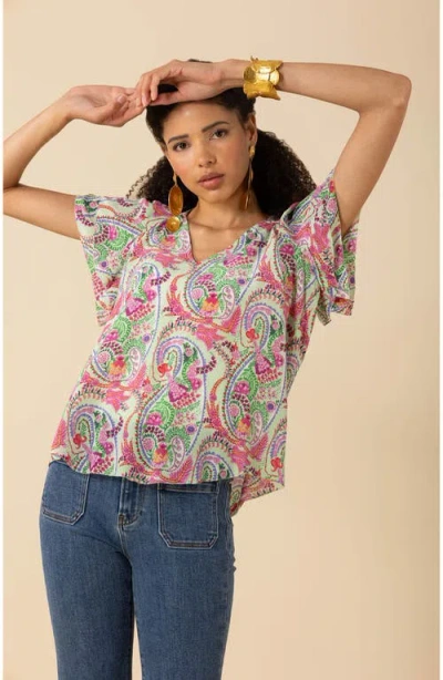 Hale Bob Melany Silk Top In Green