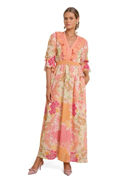 Hale Bob Meridian Chiffon Maxi Dress In Pink