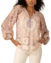 Hale Bob Michaela Silk-blend Blouse In Beige