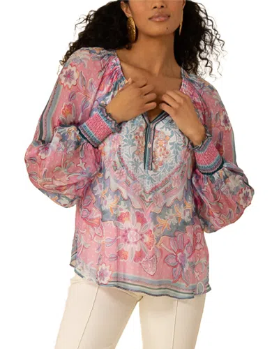 Hale Bob Michaela Silk-blend Blouse In Pink
