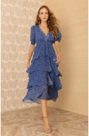 Hale Bob Milana Chiffon Dress In Blue