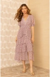 Hale Bob Milana Chiffon Dress In Brown