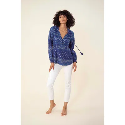Hale Bob Mimi Embroidered Top In Blue