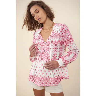 Hale Bob Mimi Embroidered Top In Pink