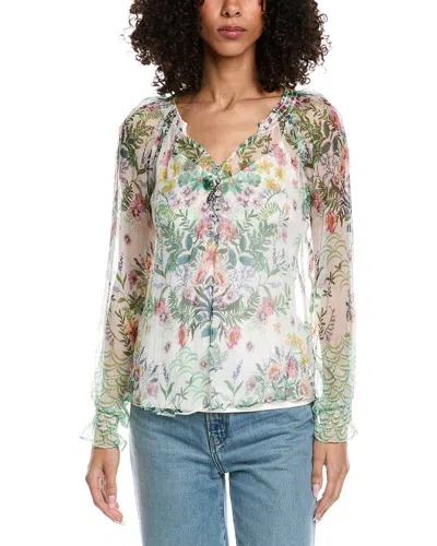 Hale Bob Monica Long Sleeve Silk Blouse In Multi