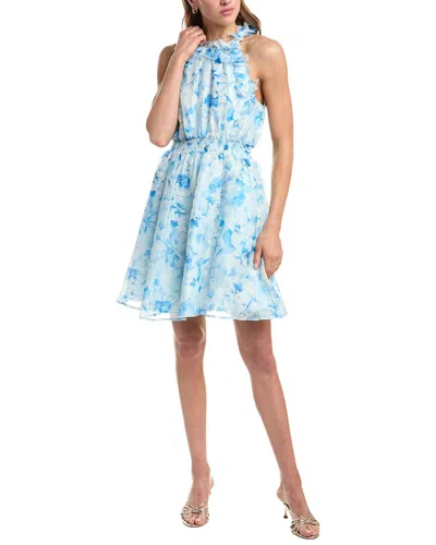 Hale Bob Nala Silk & Linen-blend Dress In Blue