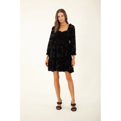 Hale Bob Narva Solid Velvet Burnout Dress In Black