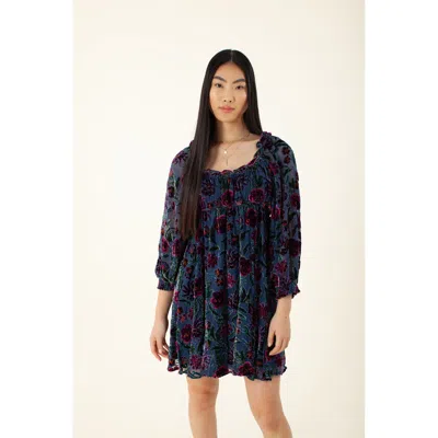 Hale Bob Narva Velvet Burnout Dress In Blue