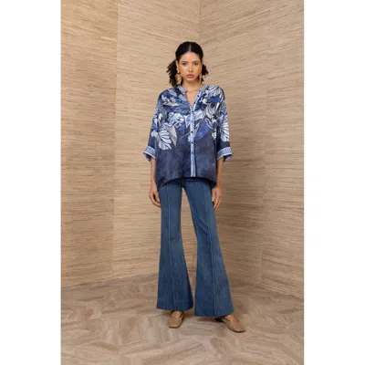 Hale Bob Neriah Charmeuse Top In Blue