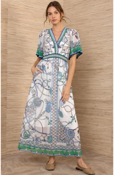 Hale Bob Neve Chiffon Dress In Green