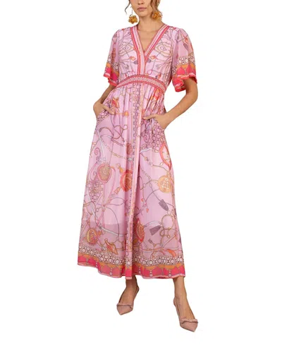 Hale Bob Neve Chiffon Dress In Pink