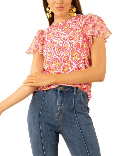 Hale Bob Novalee Short Sleeve Top In Pink