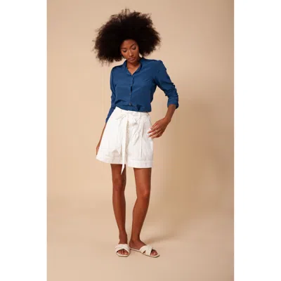 Hale Bob Oba Solid High Waist Poplin Shorts In White
