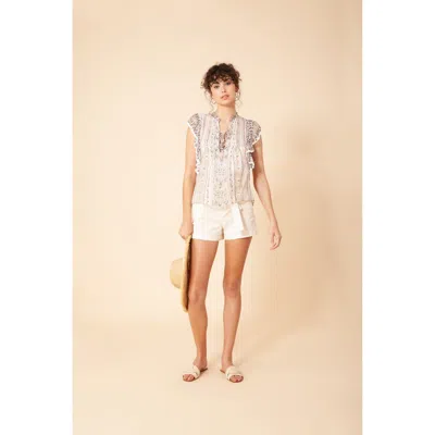 Hale Bob Orlena Chiffon Top In Neutral