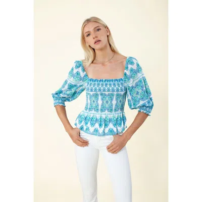 Hale Bob Ottie Voile Top In Blue