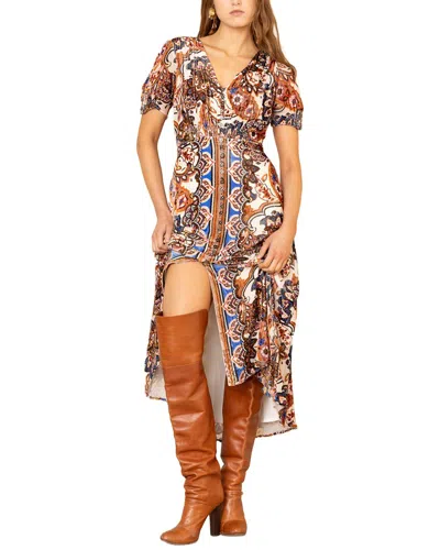 Hale Bob Paisleigh Short Sleeve Silk-blend Midi Dress In Multi