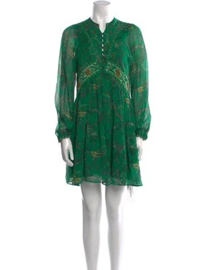 Pre-owned Hale Bob Paisley Print Mini Dress In Green