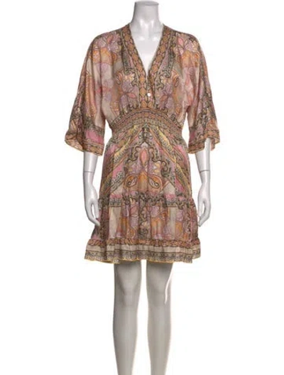 Pre-owned Hale Bob Paisley Print Mini Dress In Neutrals