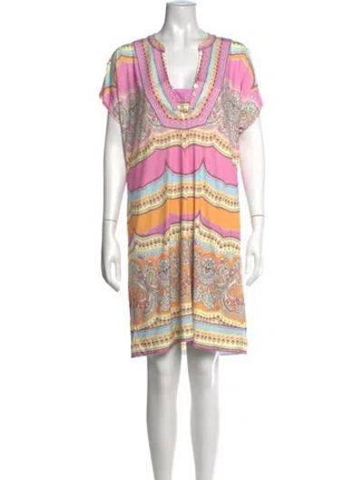 Pre-owned Hale Bob Paisley Print Mini Dress In Pink