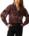 Hale Bob Paris Button Down Silk Shirt In Black