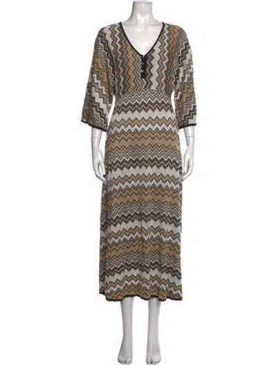 Pre-owned Hale Bob Patterned Long Dress In Neutral
