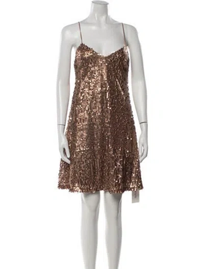 Pre-owned Hale Bob Patterned Mini Dress In Brown