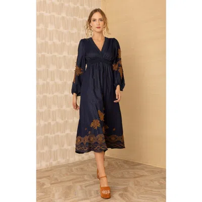 Hale Bob Paulina Embroidered Dress In Blue