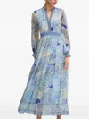 Hale Bob Printed Button-front Midi Dress In Blue