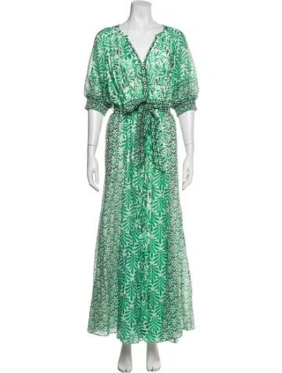Pre-owned Hale Bob Printed Long Dress In Green