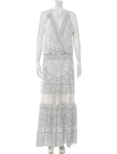 Pre-owned Hale Bob Printed Long Dress In Grey