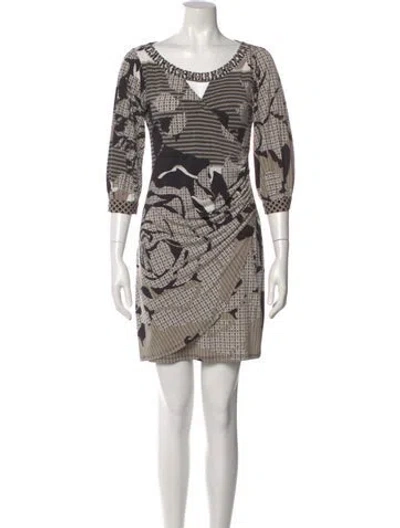 Pre-owned Hale Bob Printed Mini Dress In Black