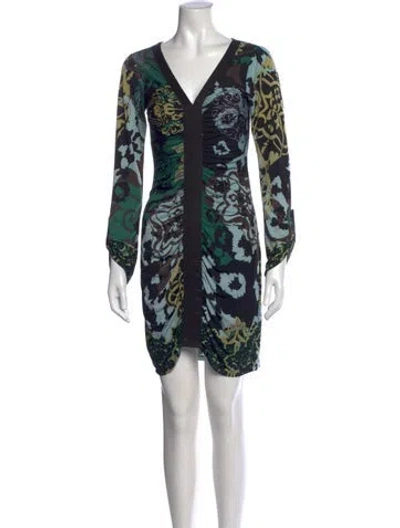 Pre-owned Hale Bob Printed Mini Dress In Black