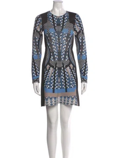 Pre-owned Hale Bob Printed Mini Dress In Blue